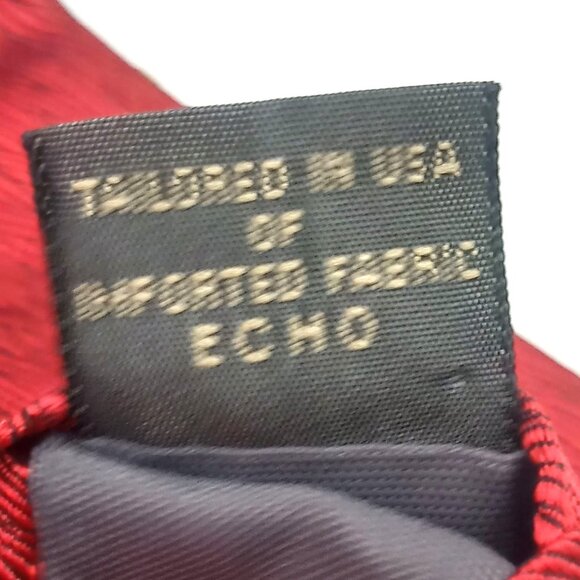 Men's Necktie Echo 100% Silk Red Geometric Pattern 57.5" Length Tie - Picture 10 of 12